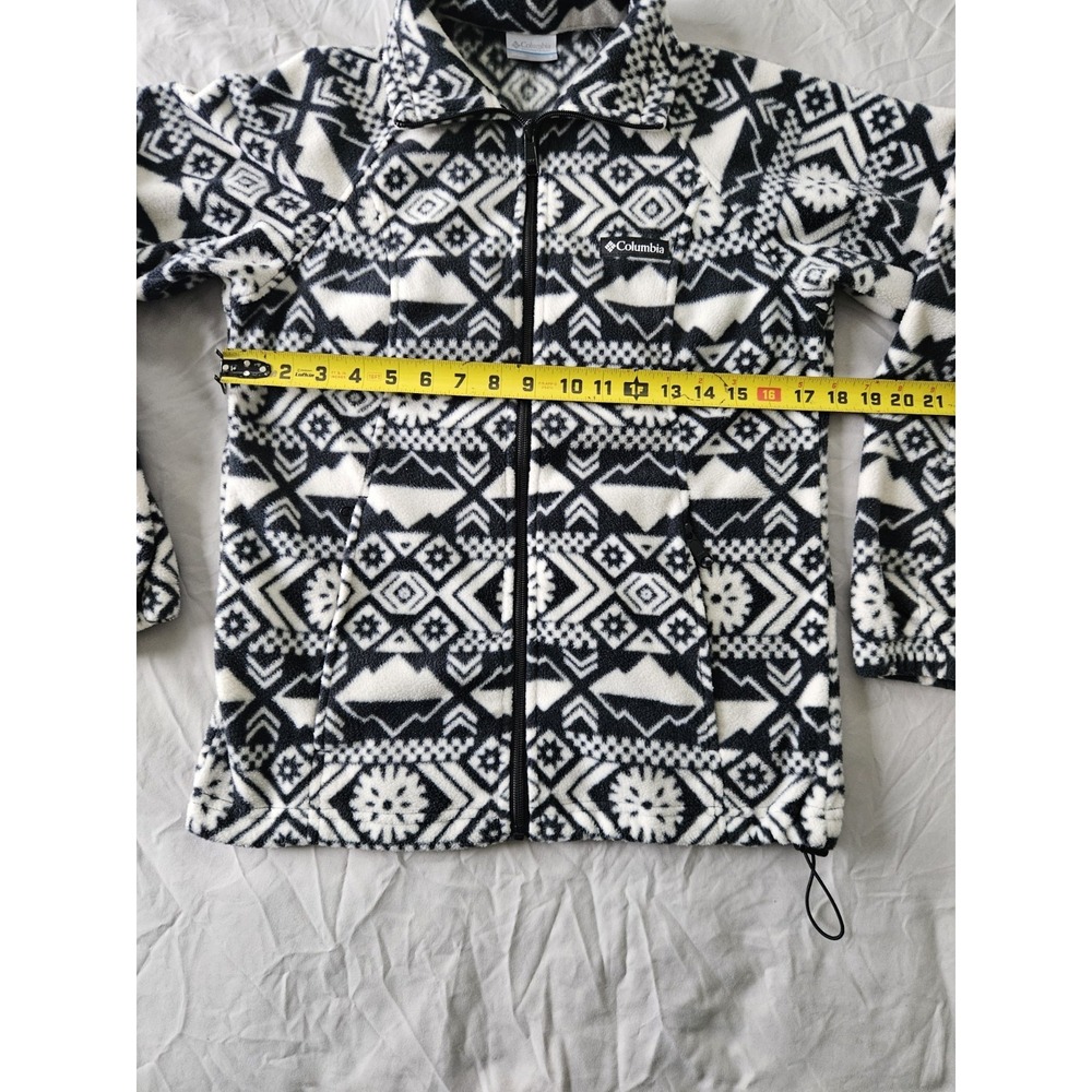 Columbia Women's Small Benton Springs Printed Full Zip Fleece Jacket Black White - Picture 6 of 6